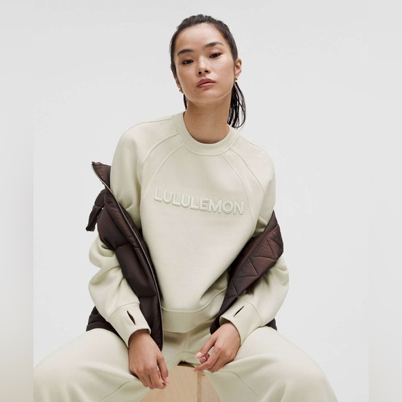 Lululemon Scuba Oversized Pullover *Wordmark Embroidered•Bone (cream)•LIKE NEW•S - Picture 1 of 16